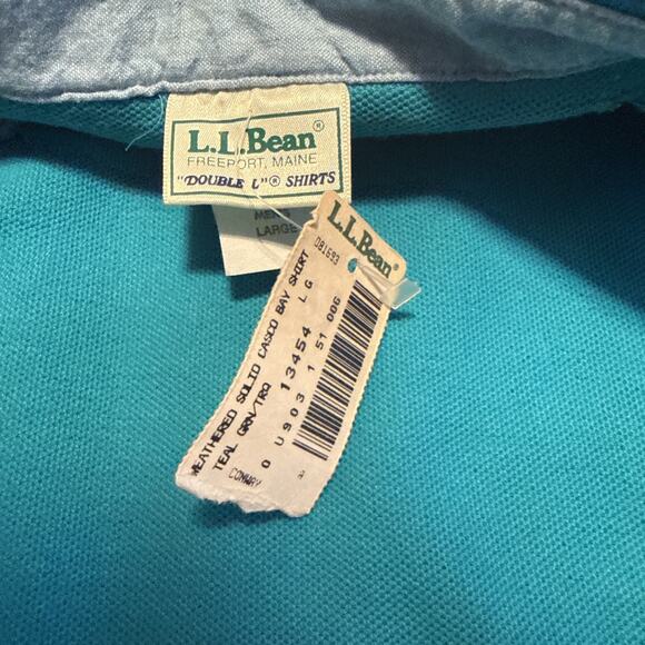 Vintage L.L. Bean Polo Shirt Men’s Large Teal Blue 100% Cotton Made in USA - NWT - Picture 7 of 10